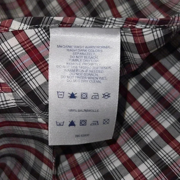 Lands End Mens 15.5Neck Red Black Checkered Button Down Shirt - Picture 4 of 4